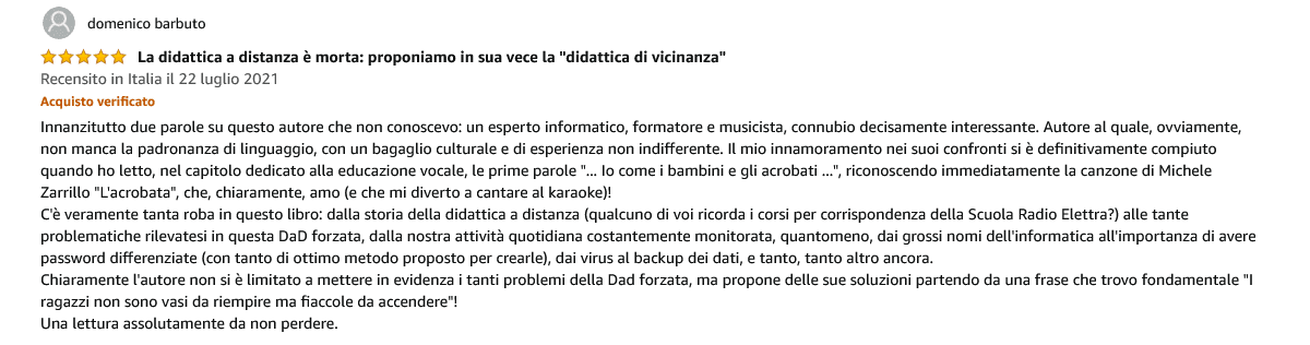 Recensione Amazon — Domenico Barbuto